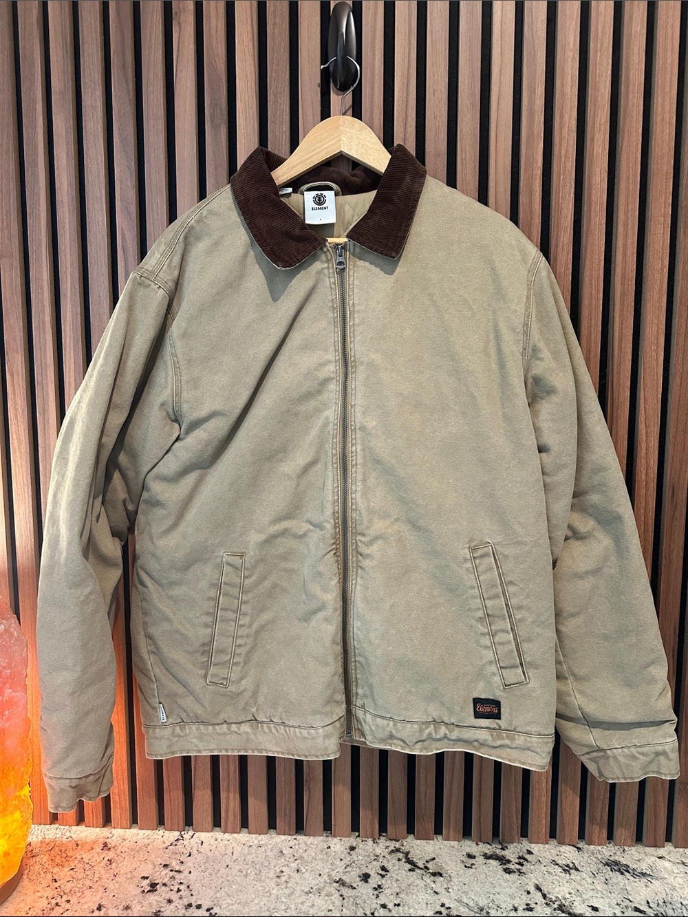 Element Men's Khaki Jacket with Brown Corduroy Collar